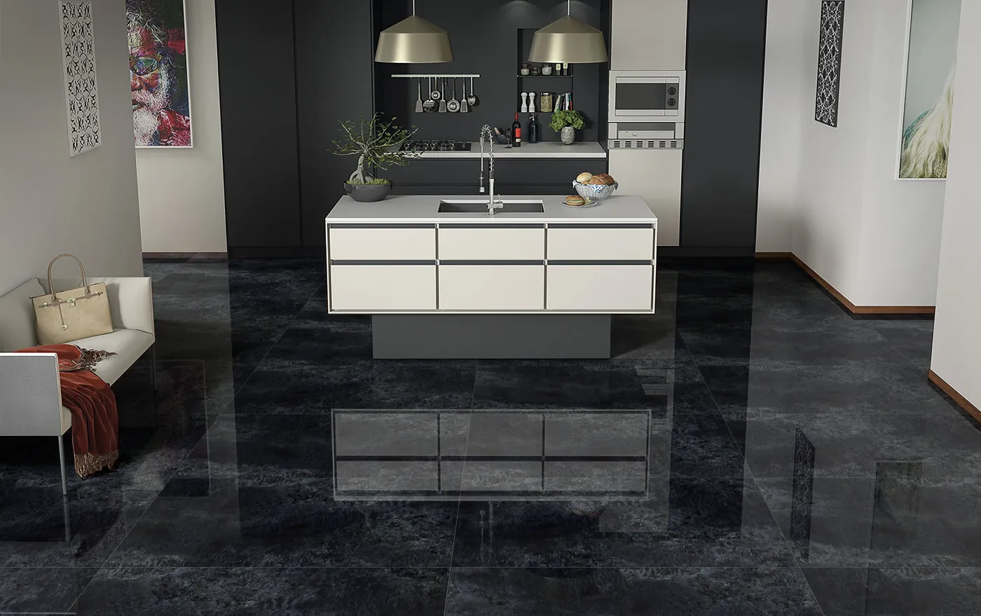 Continuous slab worktop